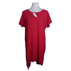 Soft Surroundings Lightweight Red Cotton Midi Tunic Shift Dress Womens Large